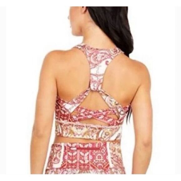 NWT Free People Movement Red Printed Synergy Crop Top - Picture 3 of 8